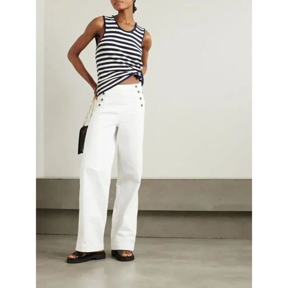 NWT'S FRAME Sailor High Waisted Wide-Leg Jeans White Women’s Size 30 - Picture 1 of 7